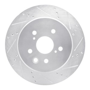 Lexus IS250 Brake Rotor (1) - Rear Right - R1 Concepts - Drilled & Slotted - Silver - `06-`20